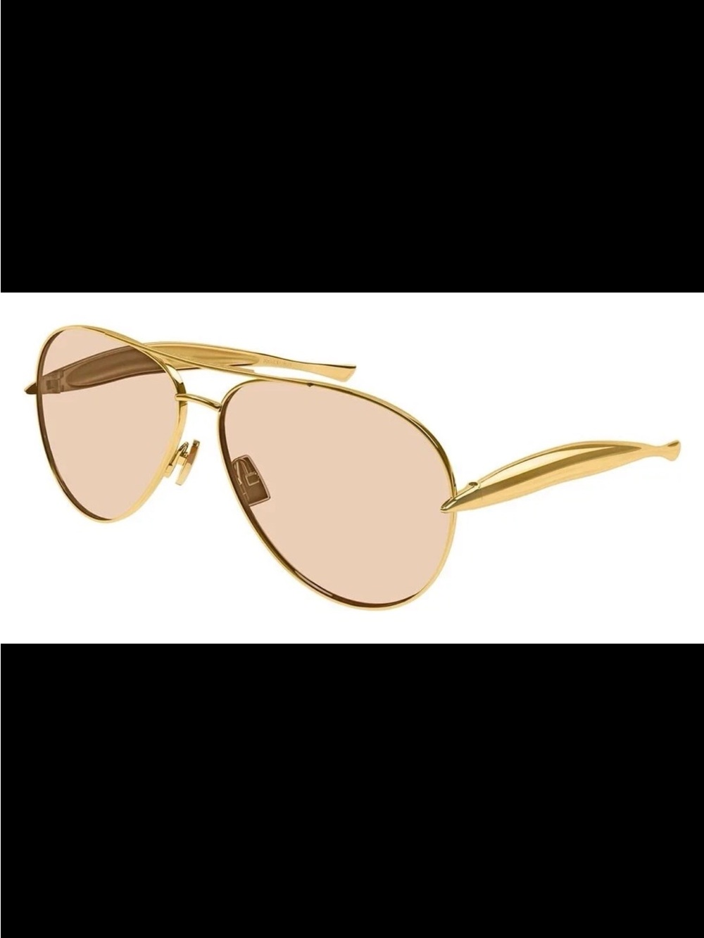 Bottega Gold Aviator Sunglasses with Rose-Tinted Lenses